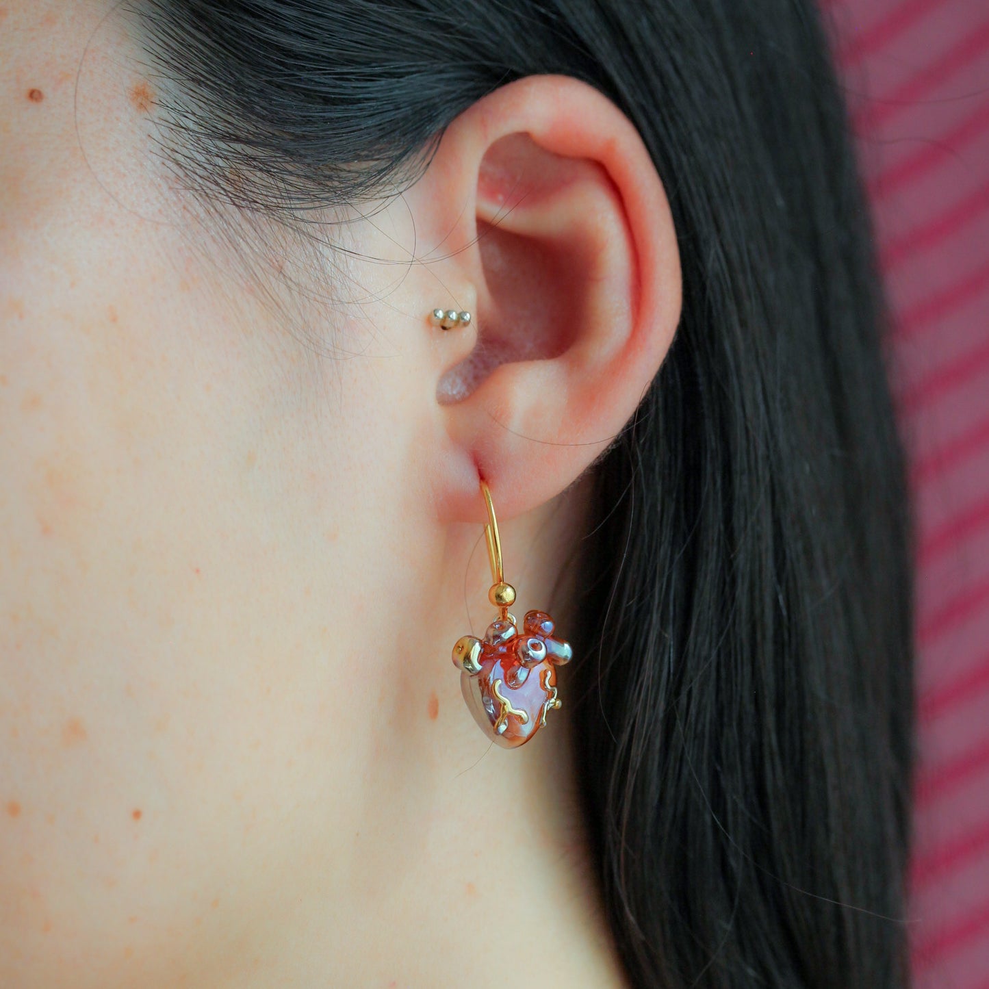 Pendientes corazón anatómico hojalata