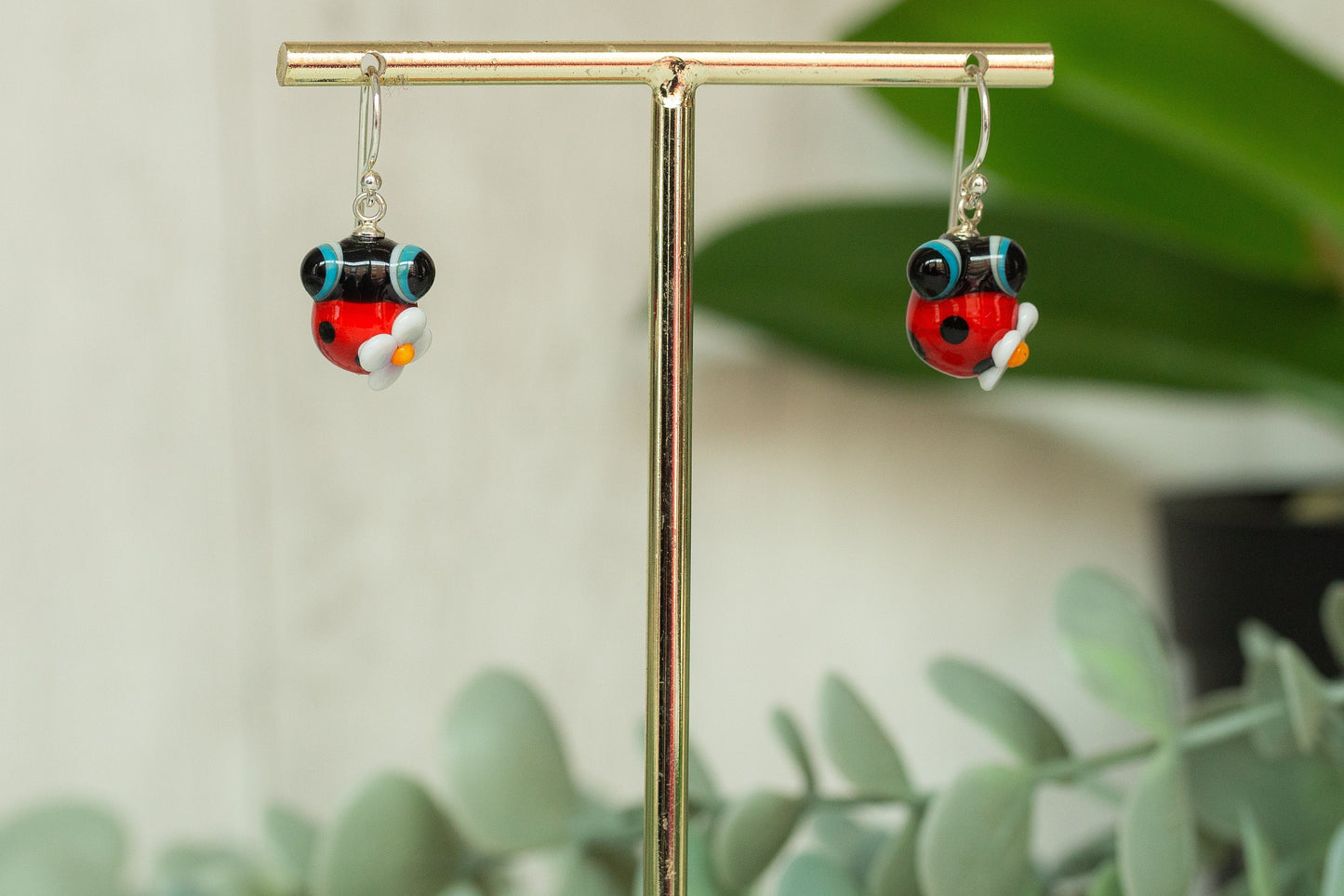 Pendientes plata mariquita