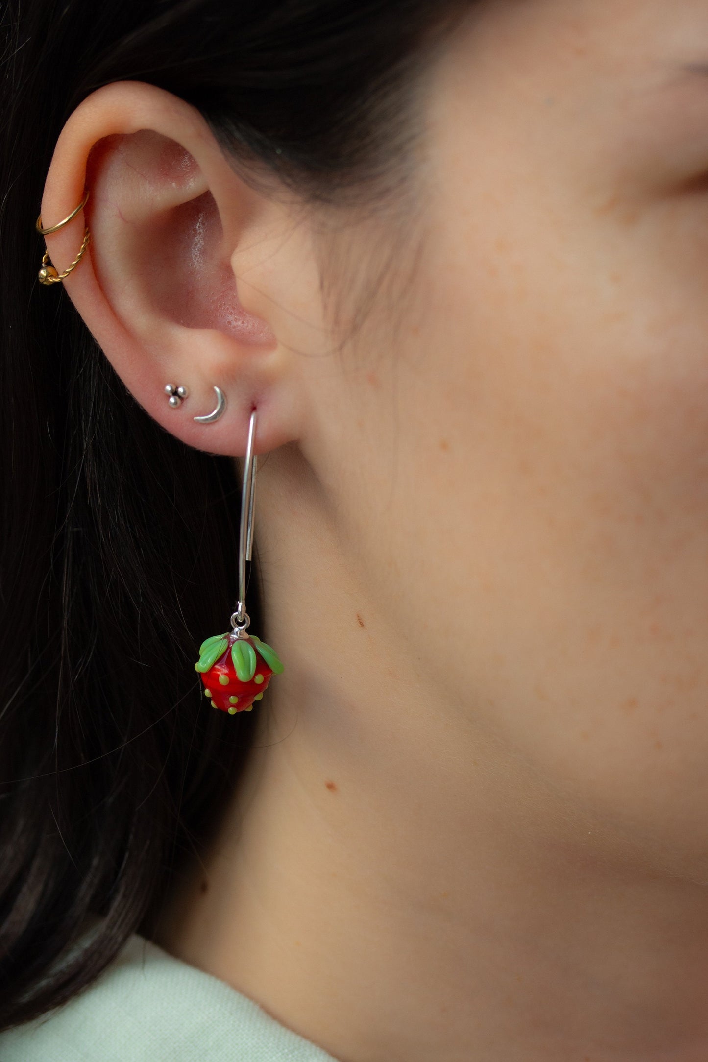 Pendientes largos fresa