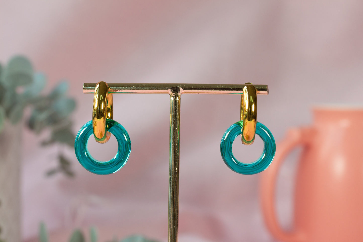 Pendientes aro azul turquesa