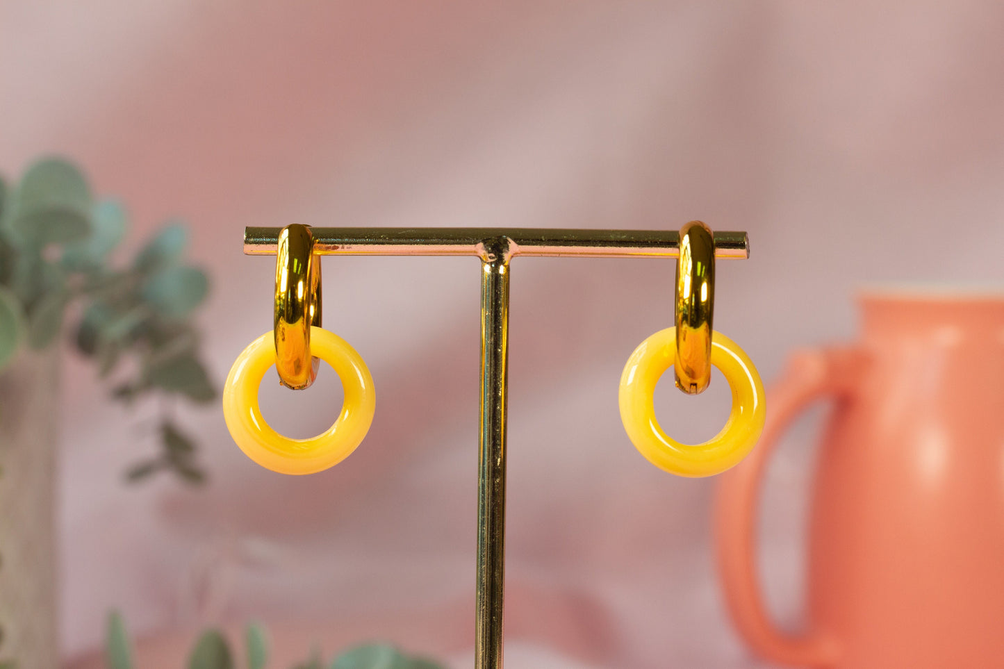 Pendientes aro amarillo pastel