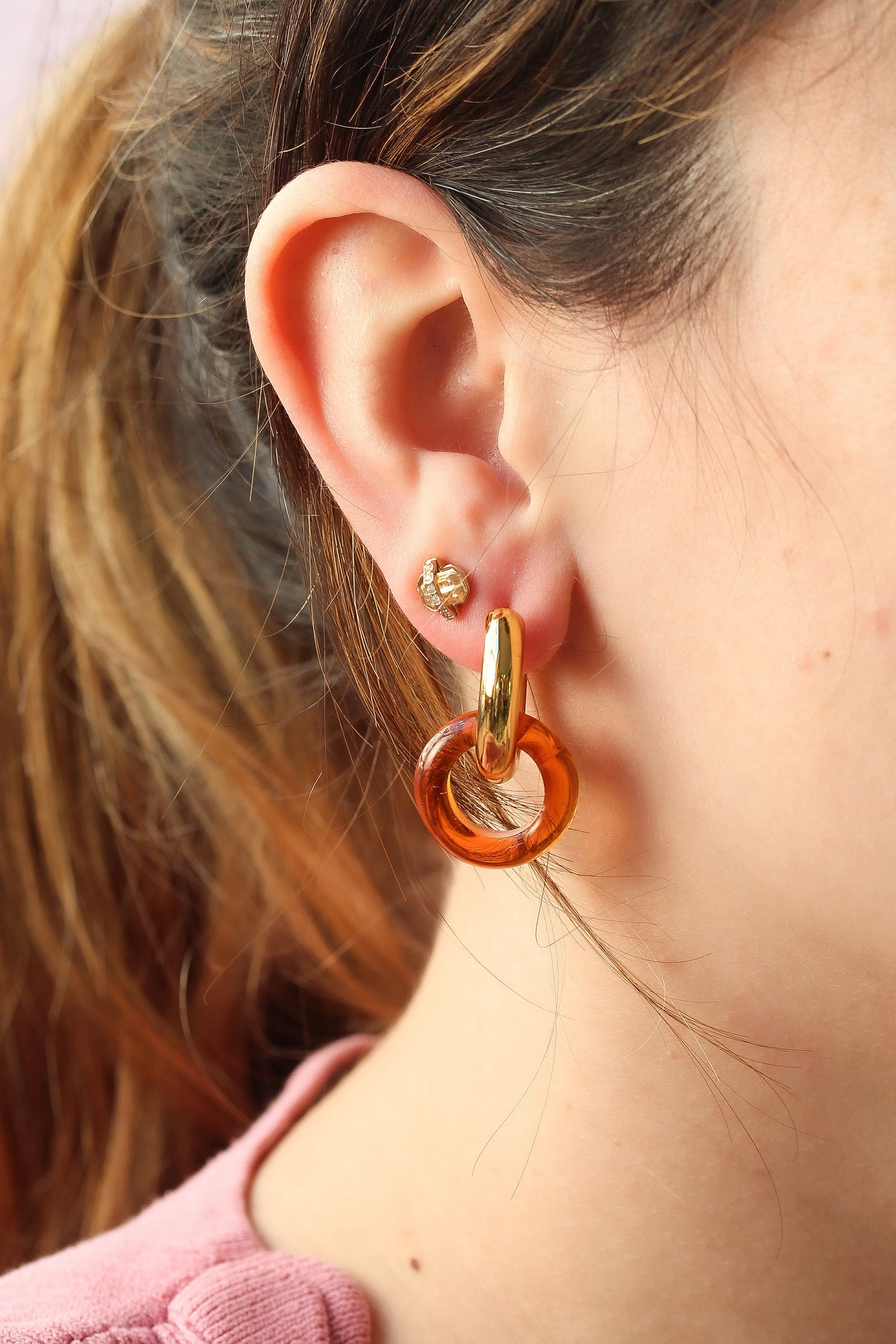 Pendientes aro naranja transparente