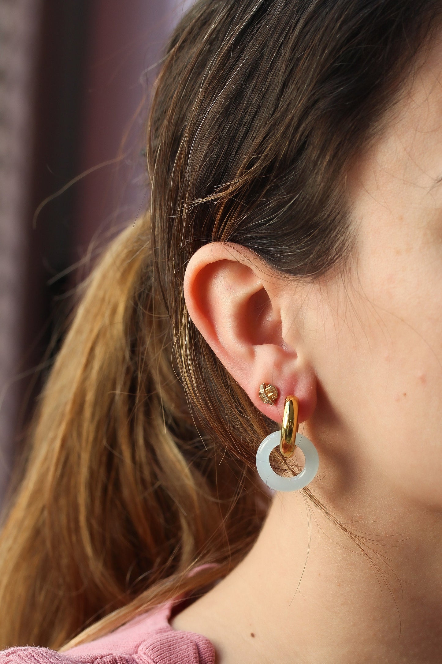 Pendientes aro azul pastel