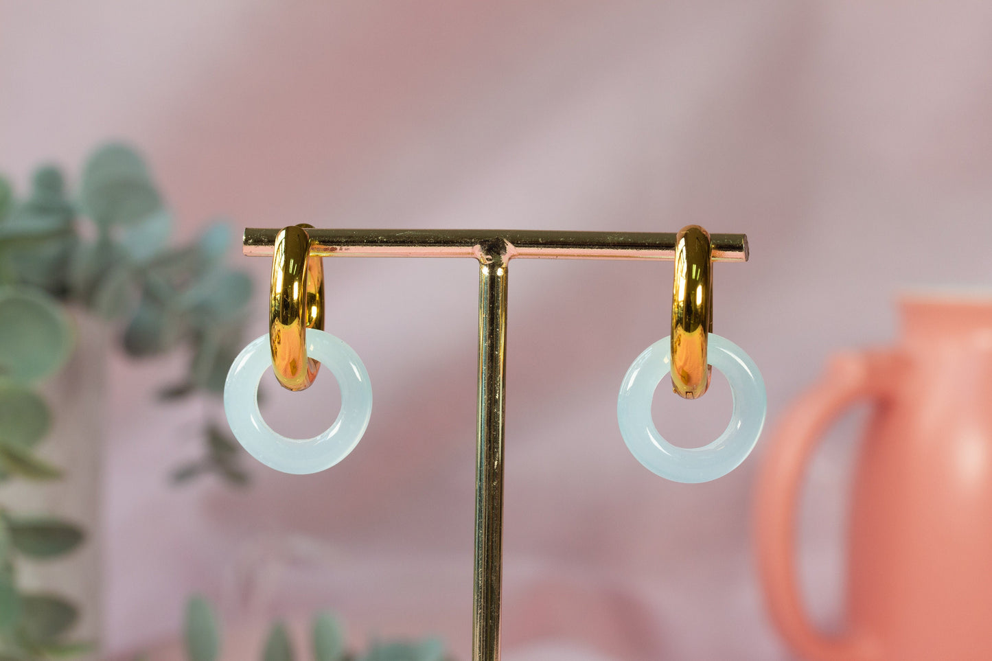 Pendientes aro azul pastel