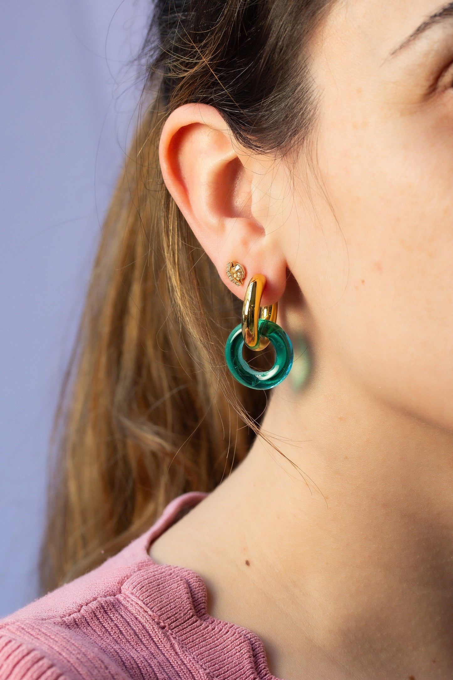 Pendientes aro azul turquesa