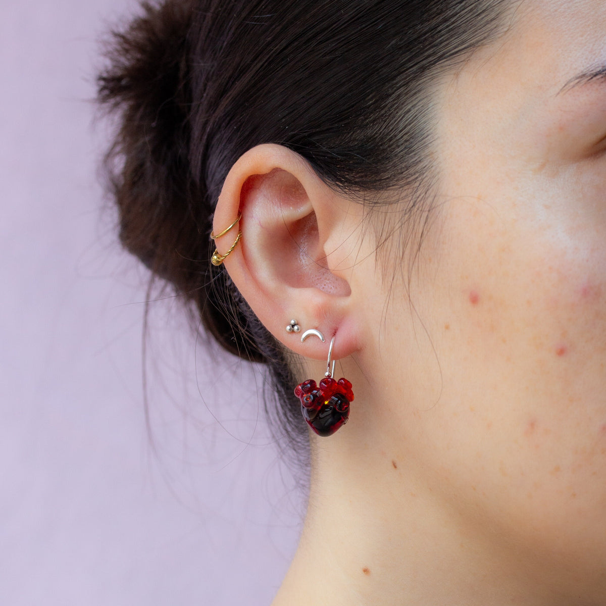 Pendientes de corazón anatómico gótico