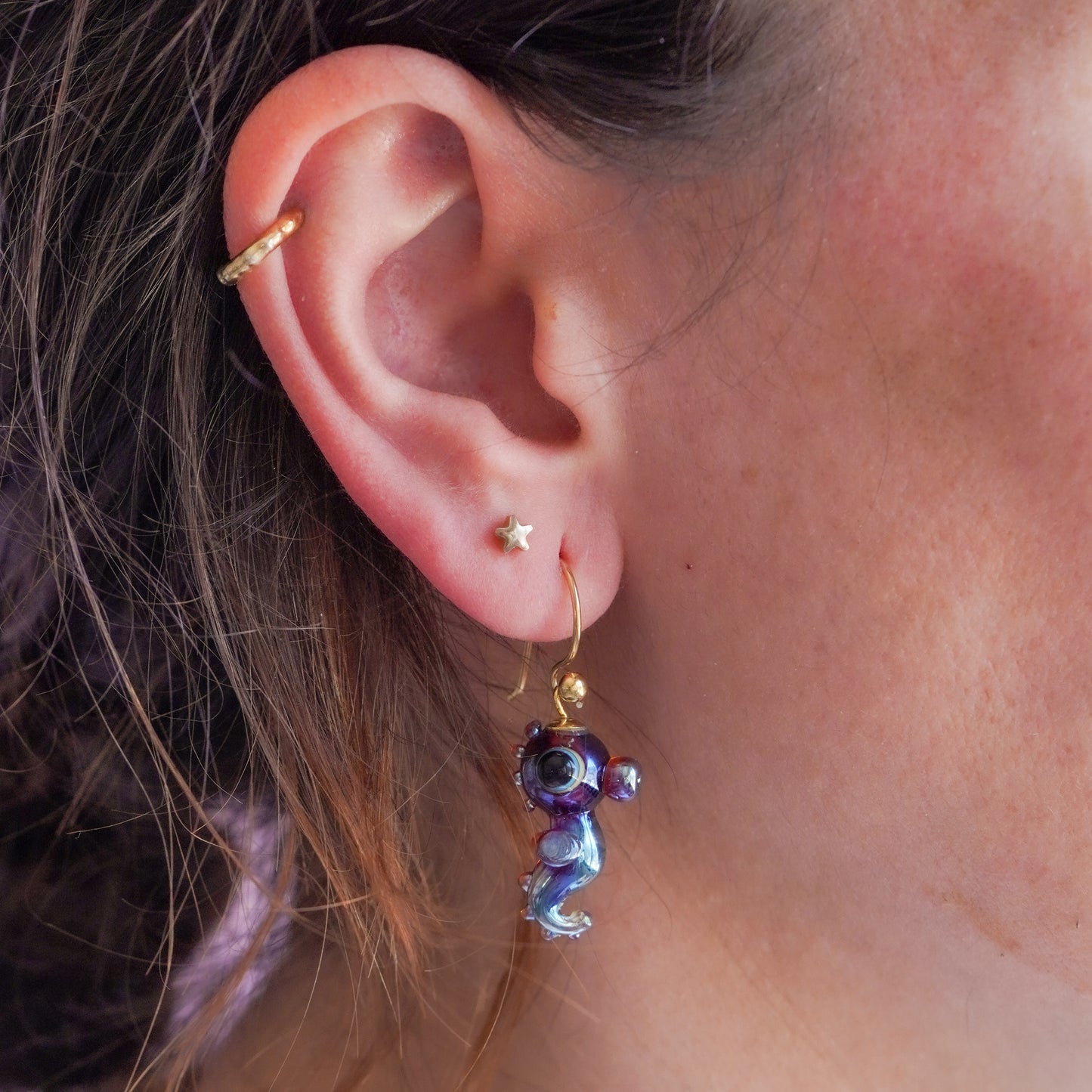 Pendientes caballito de mar hojalata