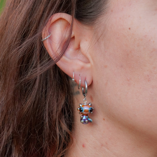 Pendientes ajolote hojalata
