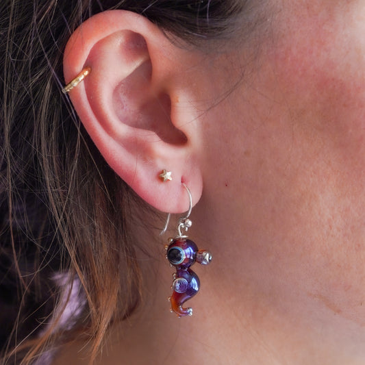 Pendientes caballito de mar hojalata