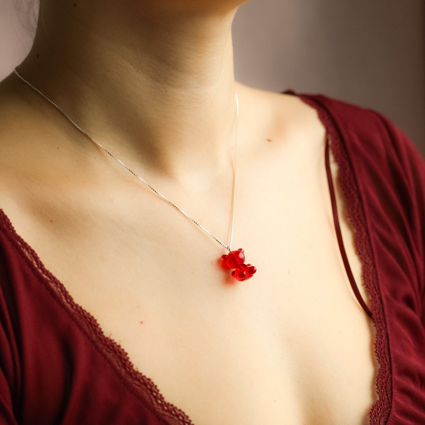 Collar osito especial rojo
