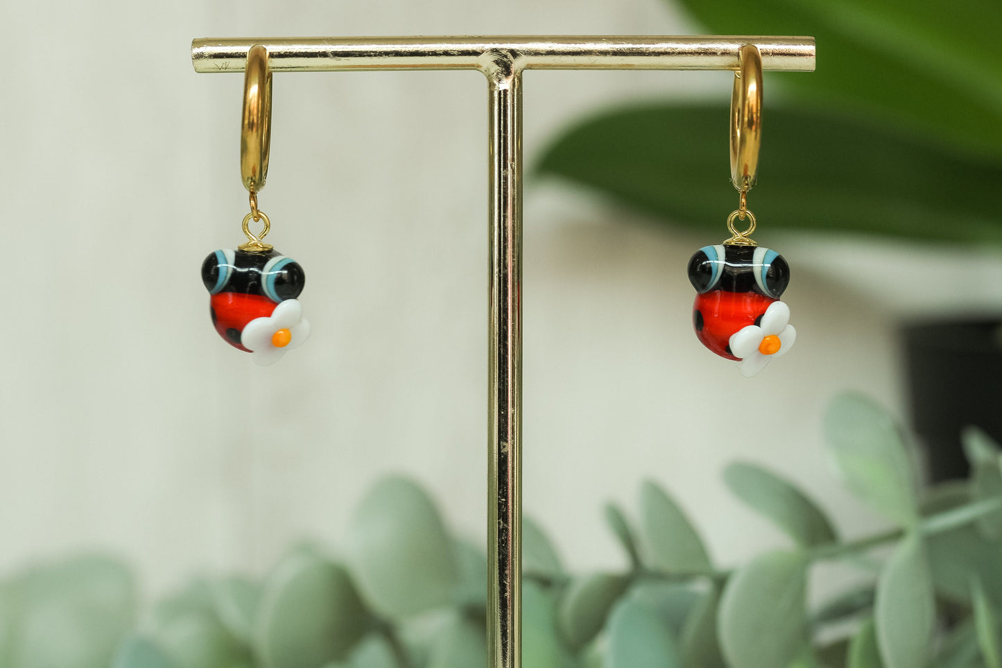 Ladybug Hoop Earrings