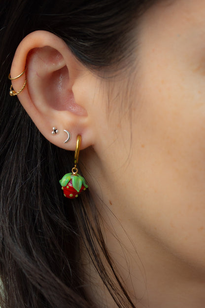 Pendientes fresa aro