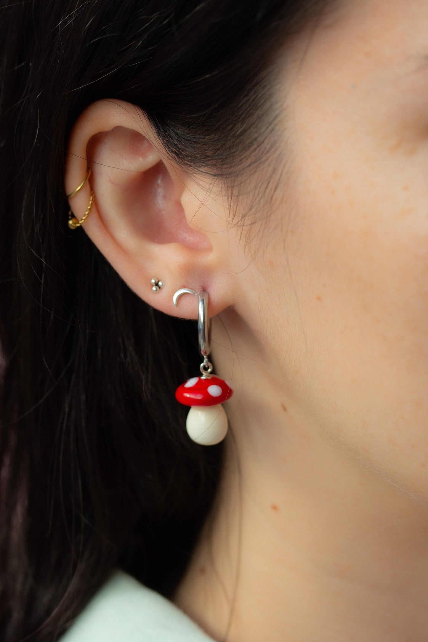 Toadstool Hoop Earrings