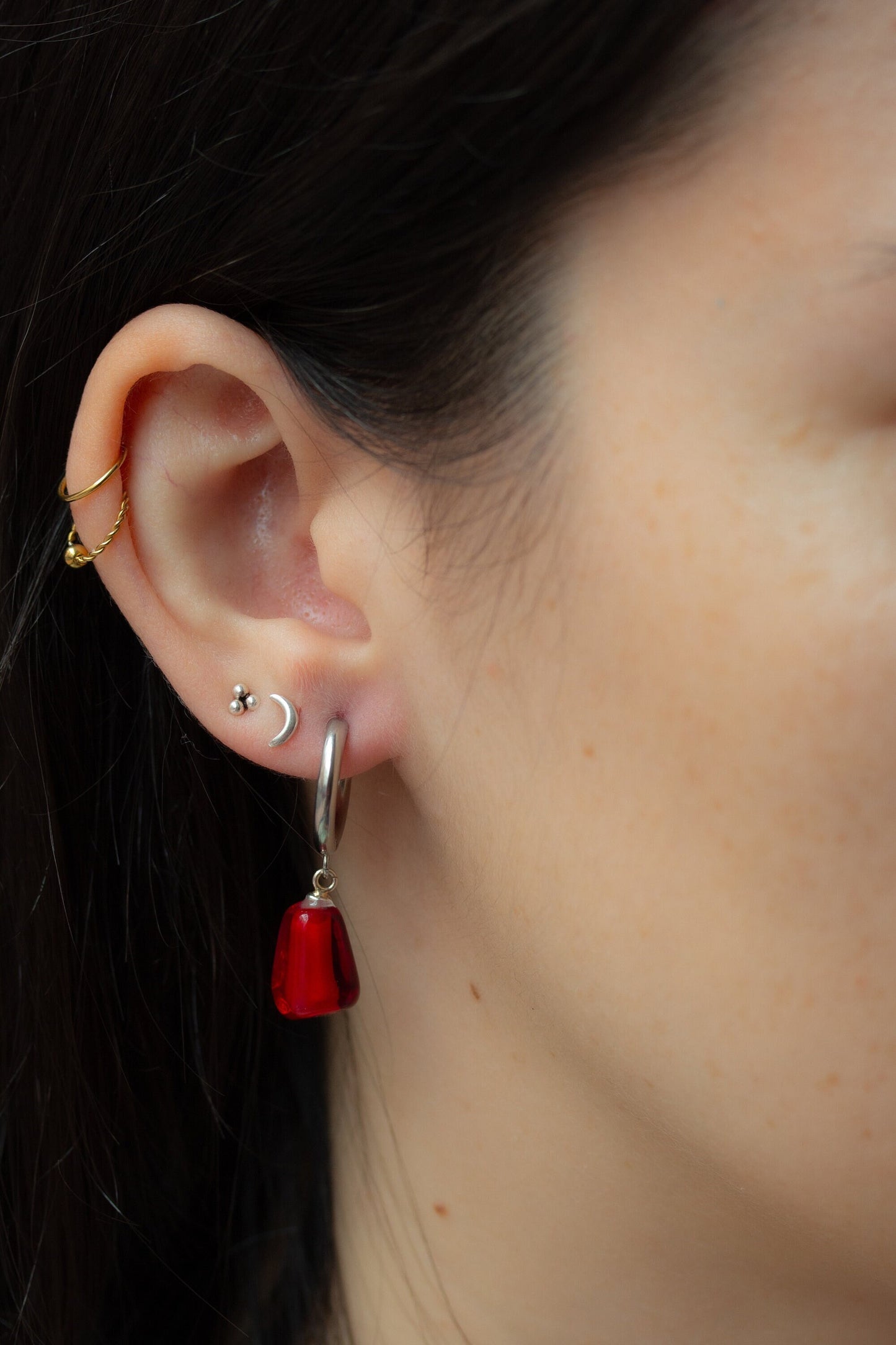 Pomegranate seed Hoop Earrings