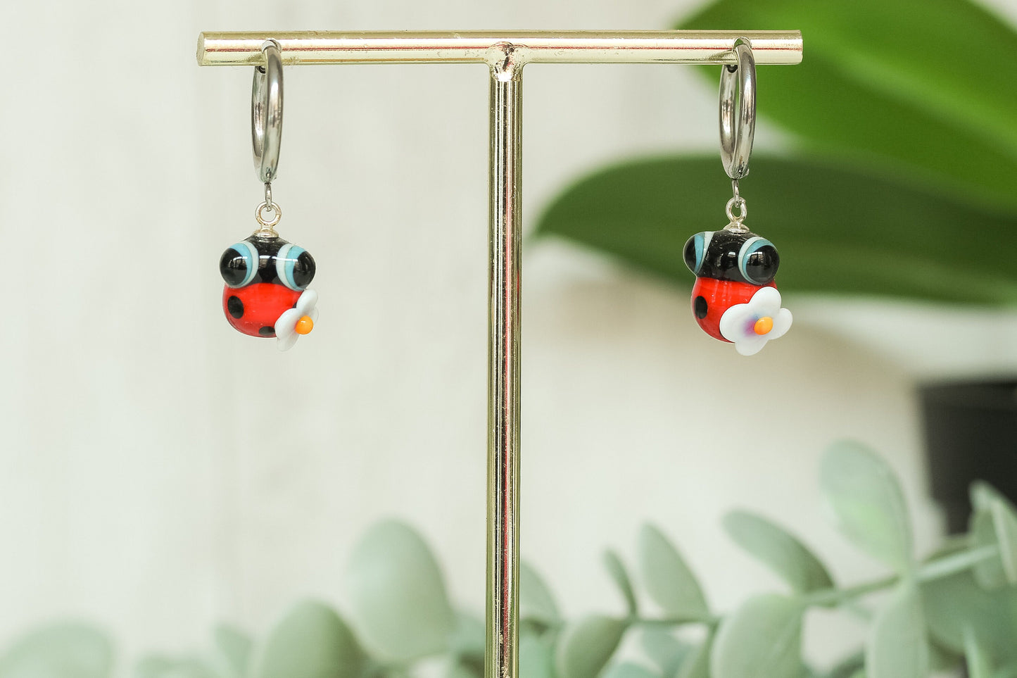 Ladybug Hoop Earrings