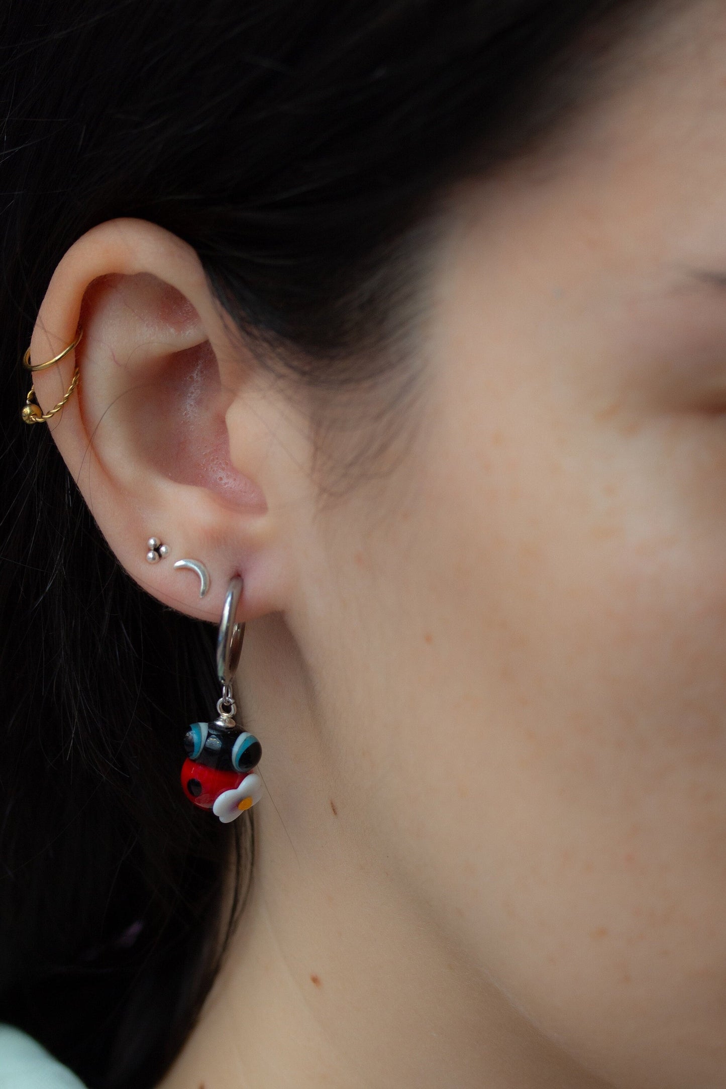 Ladybug Hoop Earrings