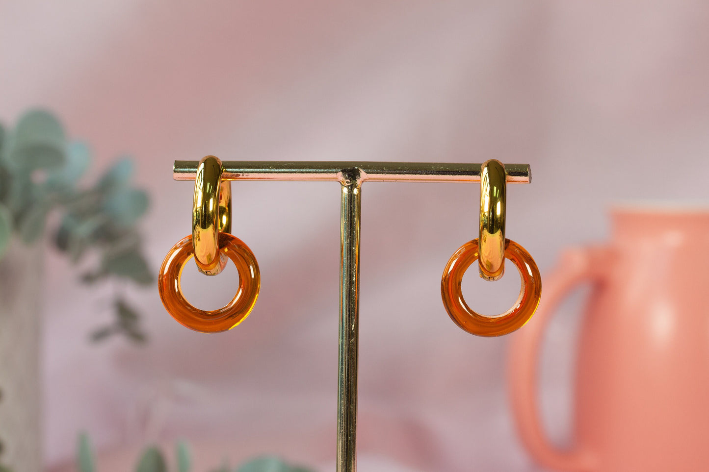 Murano Glass Hoop Earrings in Orange