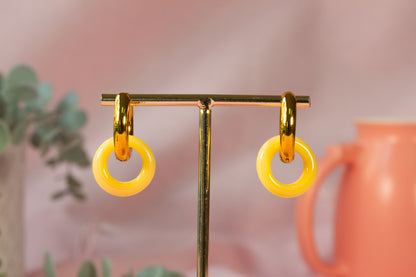 Pendientes aro amarillo pastel