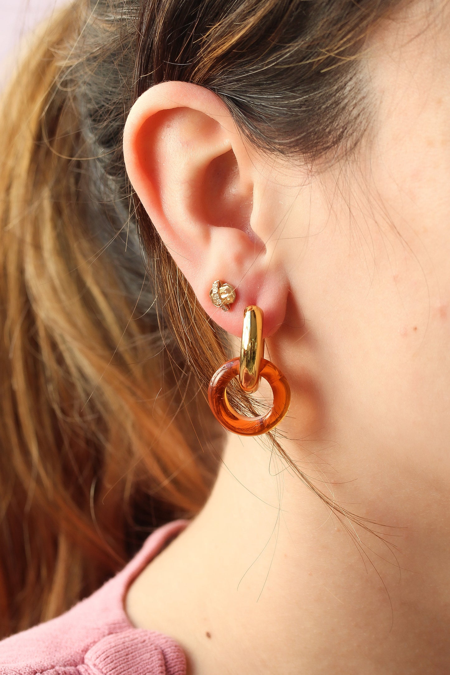 Murano Glass Hoop Earrings in Orange