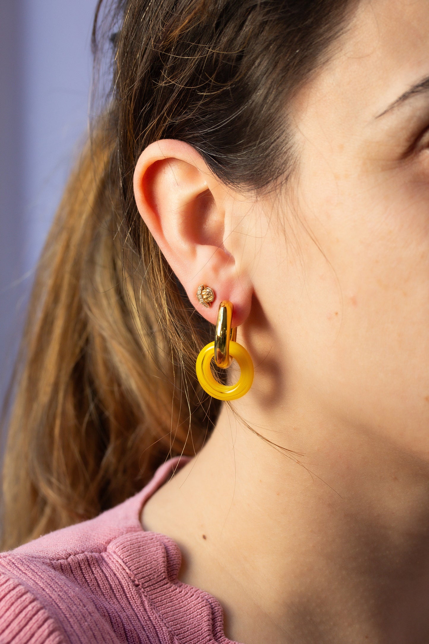 Murano Glass Hoop Earrings in Yellow