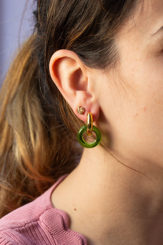 Murano Glass Hoop Earrings in Green