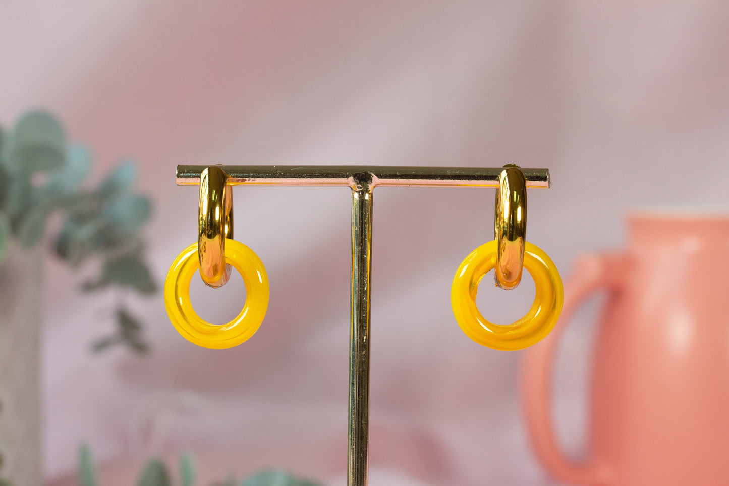 Murano Glass Hoop Earrings in Yellow