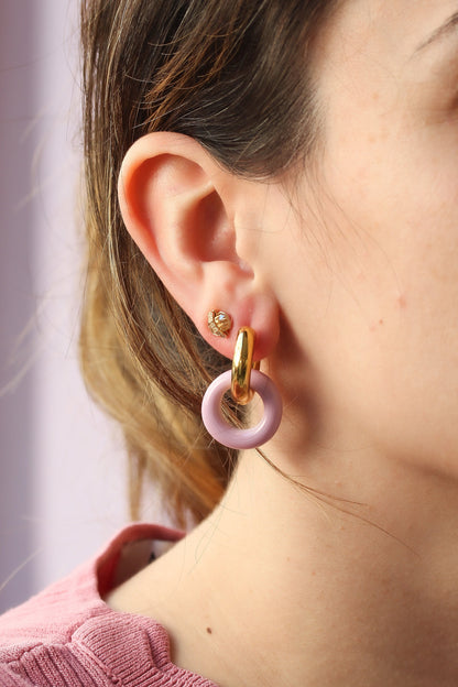 Pendientes aro rosa pastel