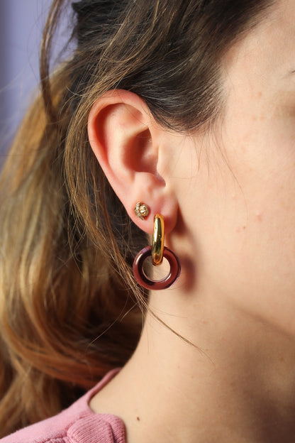 Pendientes aro morado transparente