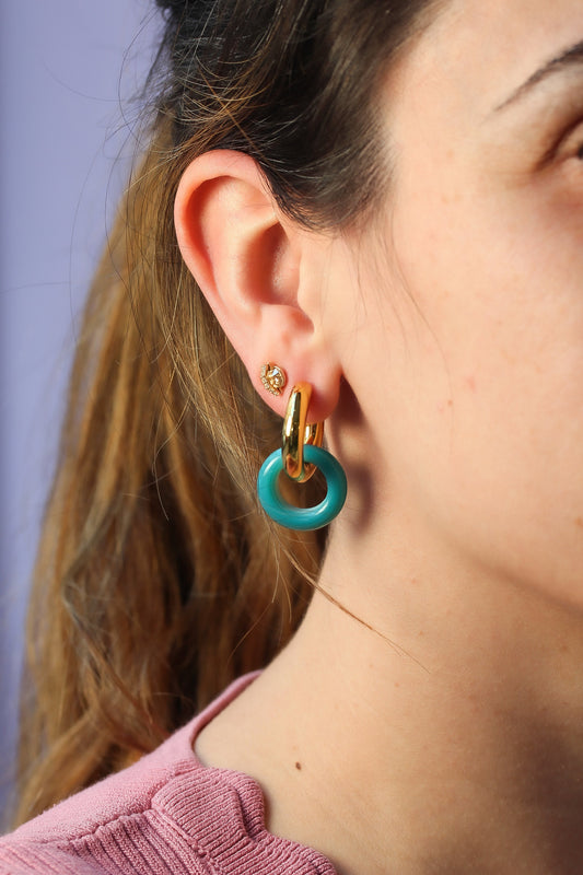 Murano Glass Hoop Earrings in Blue