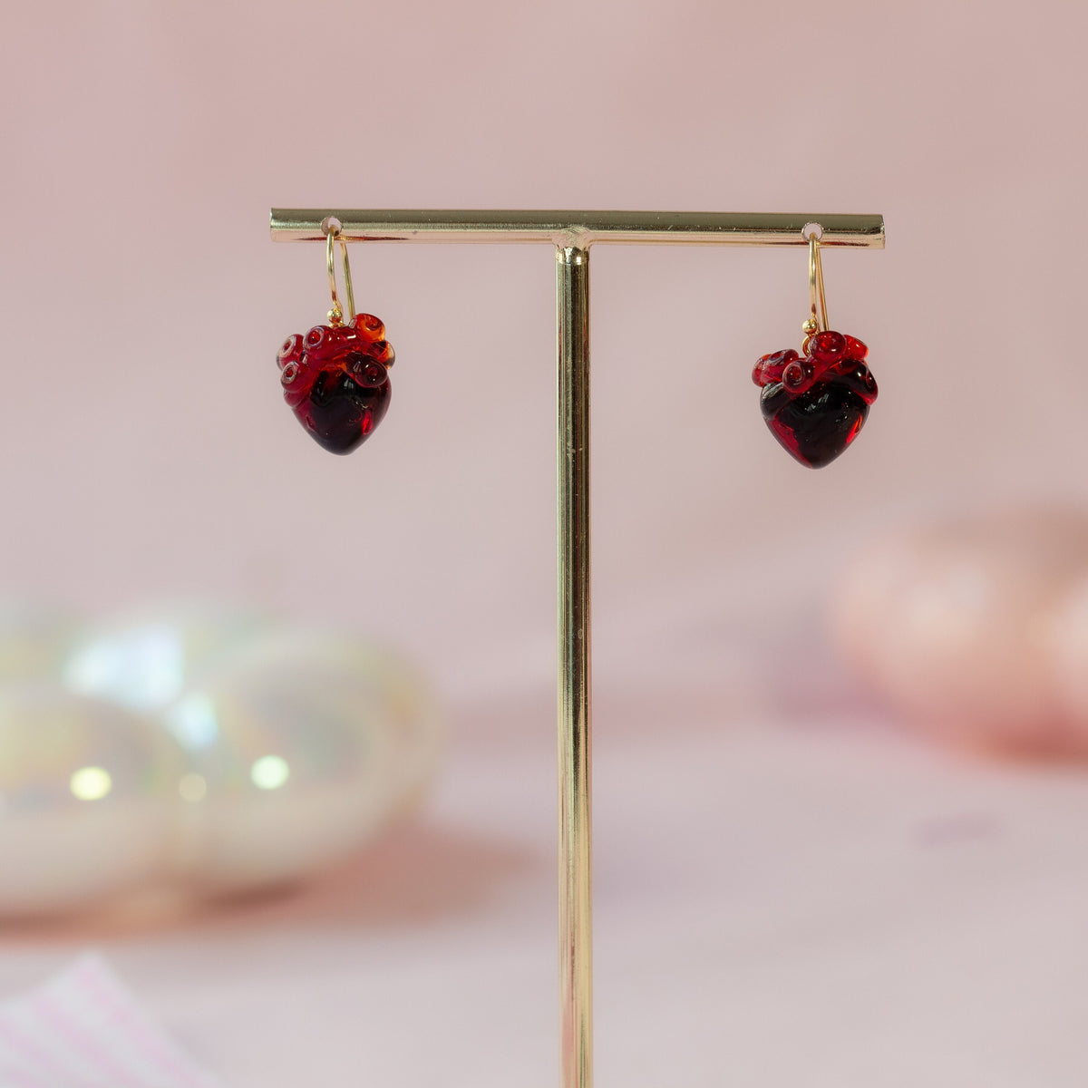 Pendientes de corazón anatómico gótico