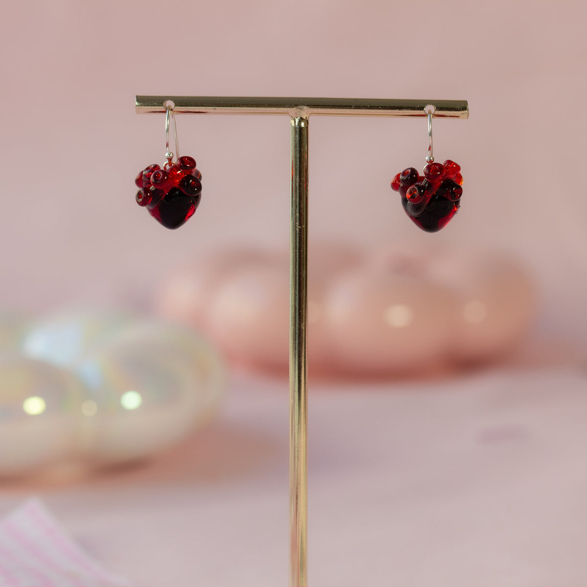 Pendientes de corazón anatómico gótico