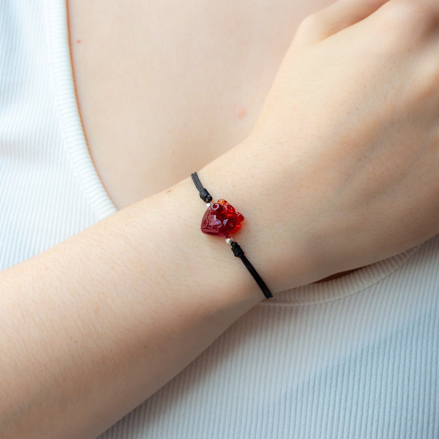 Transparent Red Anatomical Heart Bracelet